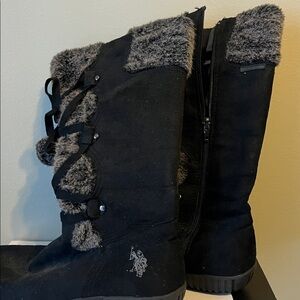 U.S. Polo Assn. Black Faux Fur Winter Boots